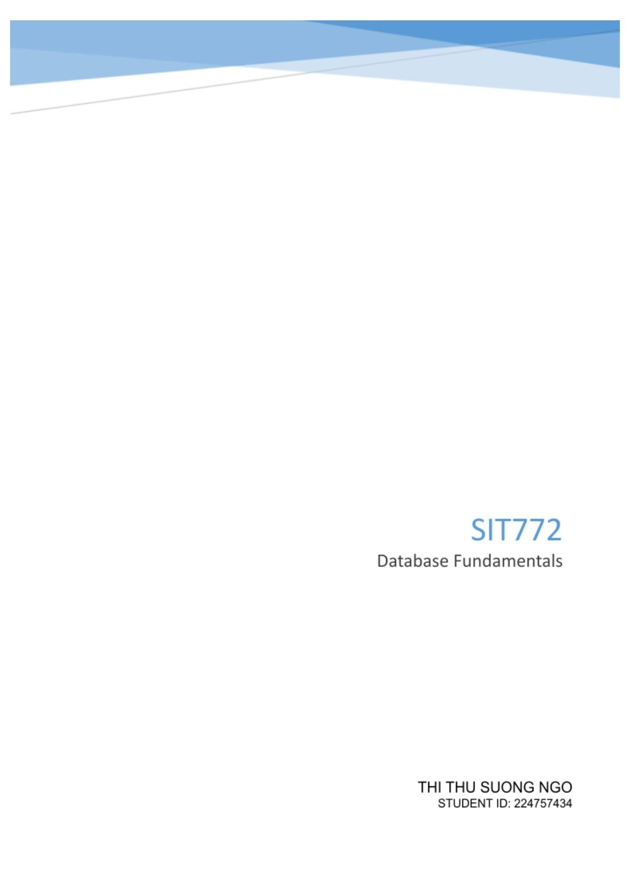 Database Fundamentals portfolio coversheet