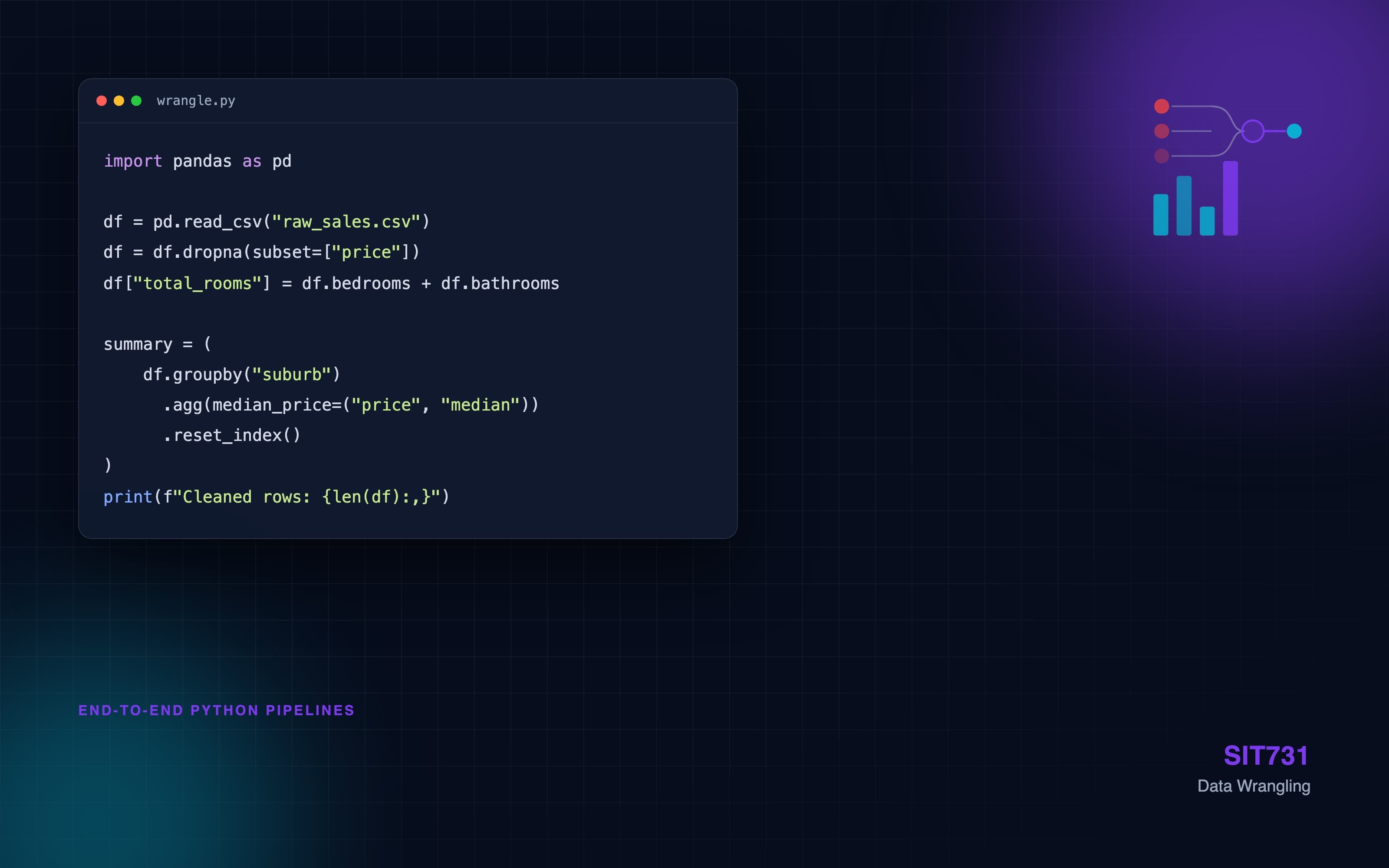 Data Wrangling - Python pipeline code and data flow