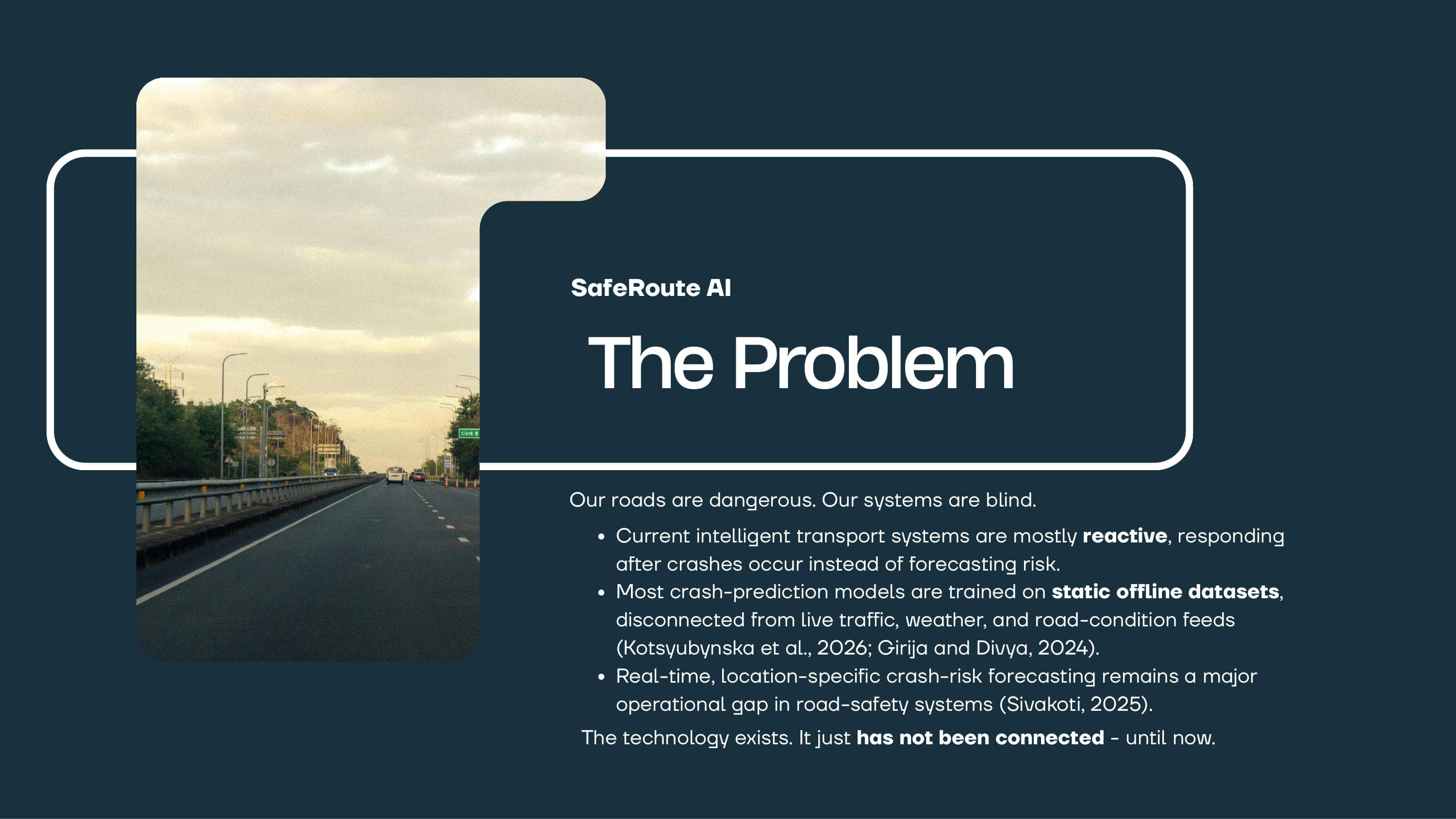 SafeRoute AI problem context - reactive transport systems